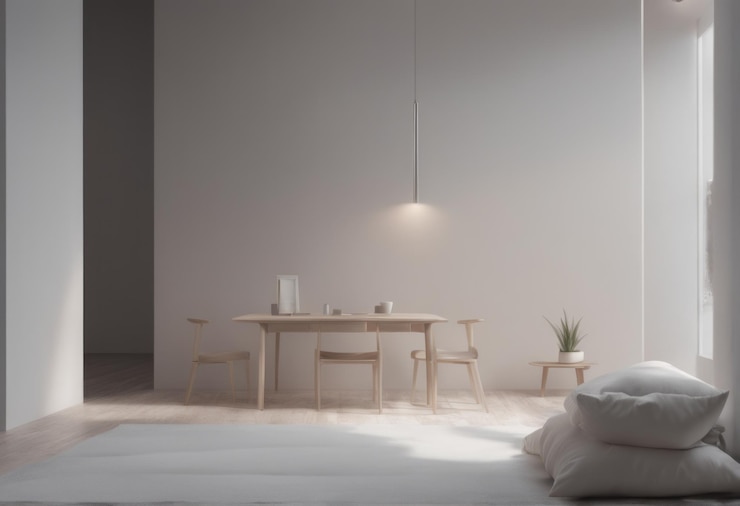 Vector 아파트 인테리어 디자인: 목조 바닥을 가진 현대적인 거실 3d 일러스트레이션