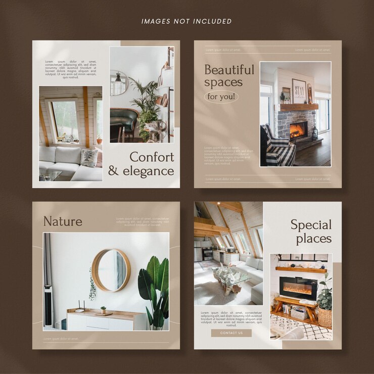 Interior design social media post template collection EPS premium