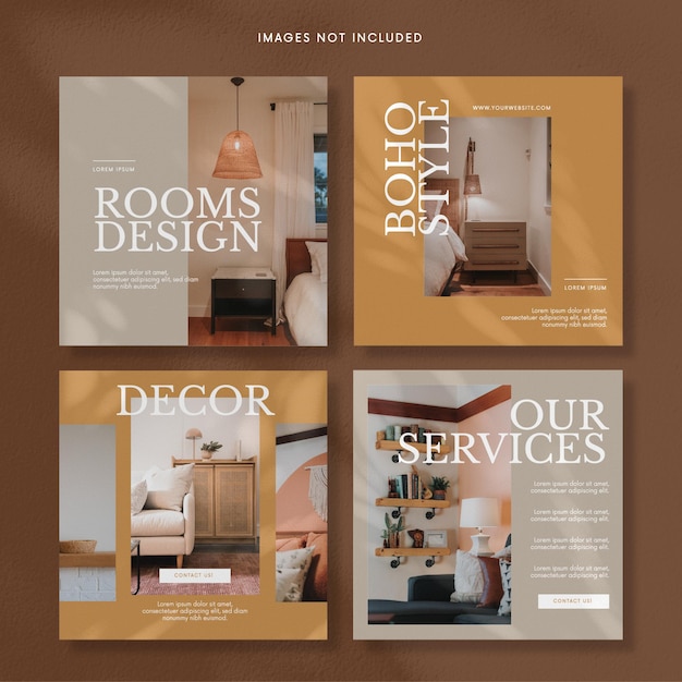 Interior design social media post templates EPS