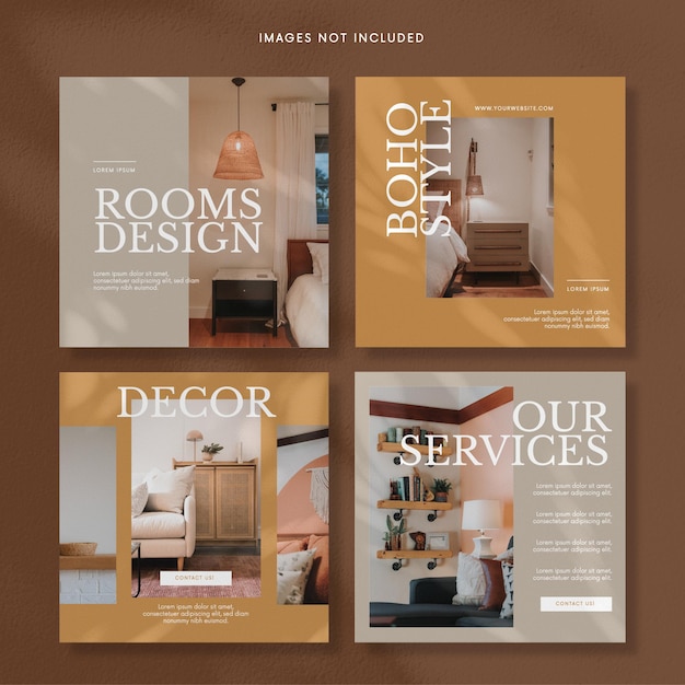 Interior design social media post templates eps