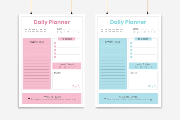 Interior design with daily planner template