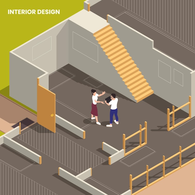 Vector interior designer isometric composition