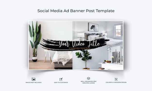 Vector interior facebook ad banner template