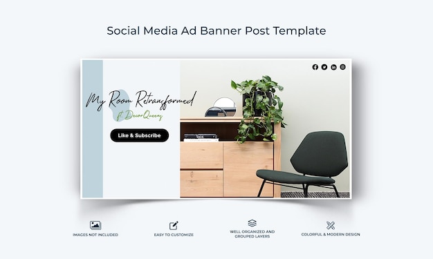 Vector interior facebook ad banner template