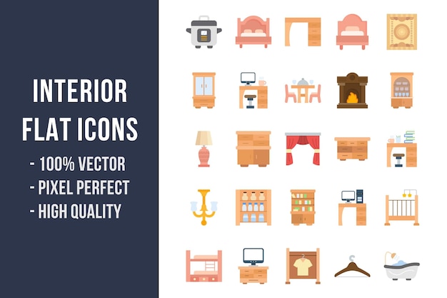 Interior Flat Multicolor Icons