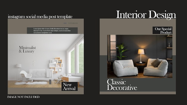 Interior or furniture post design for social media post template design