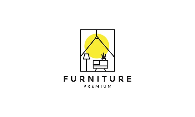 Interior furniture sofa with light logo vector symbol icon design graphic illustration