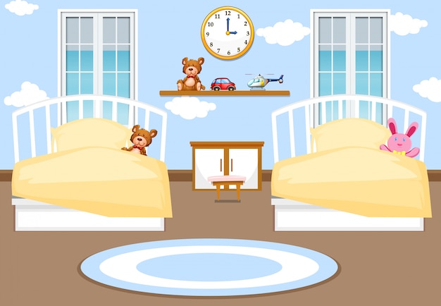 Fondo della camera da letto dei bambini interni