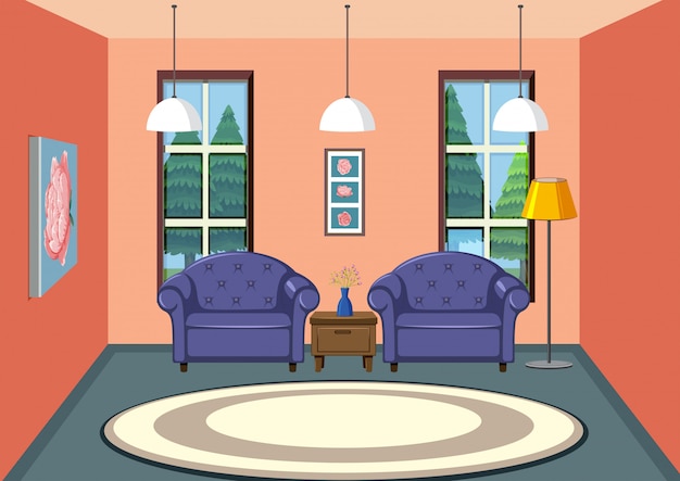 Vector interior of living room design