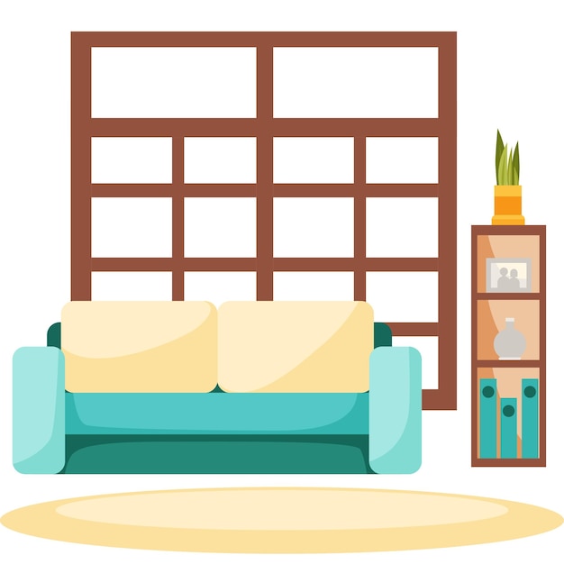 Vector interior living room in flat design style