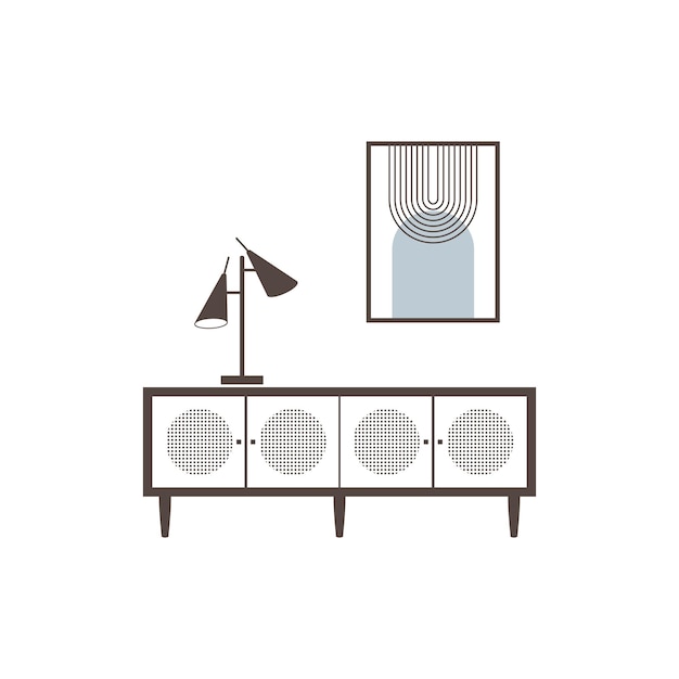 Vector interior of the living room in flat style vector furniture icon
