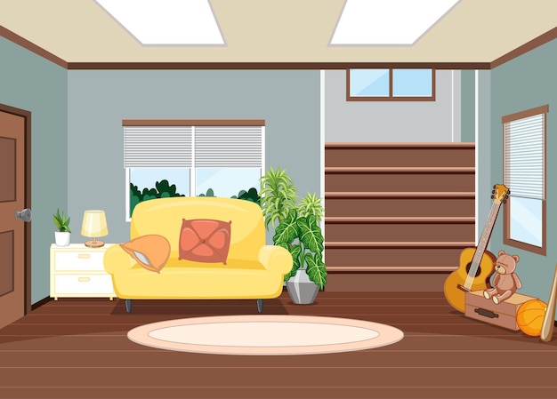 Vector interior of living room scene