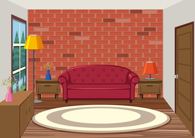 Vector interior of living room