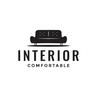 Interno lungo divano lungo logo minimalista design vettoriale simbolo grafico icona illustrazione idea creativa