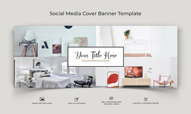 벡터 인테리어 최소한의 소셜 미디어 facebook 표지 배너 템플릿 premium vector