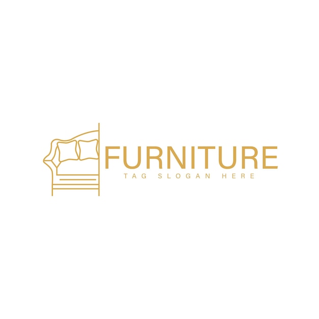 Interior minimalist room gallery furniture logo design vector