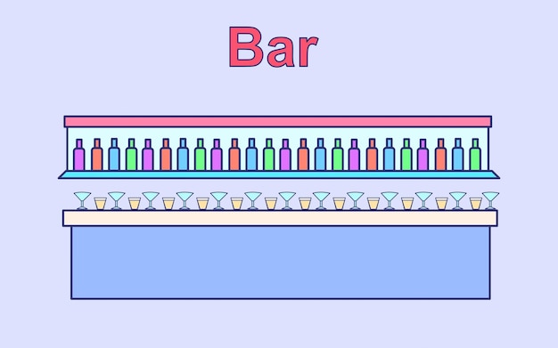 フラットスタイルのバーレストランのインテリア