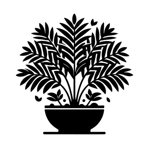 Vector interior plant or indoor tree silhouettes vector