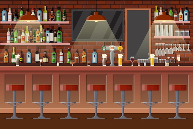 Interior of pub cafe or bar