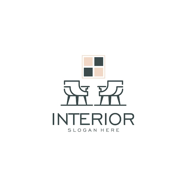 Vector interior room furniture gallery logo design