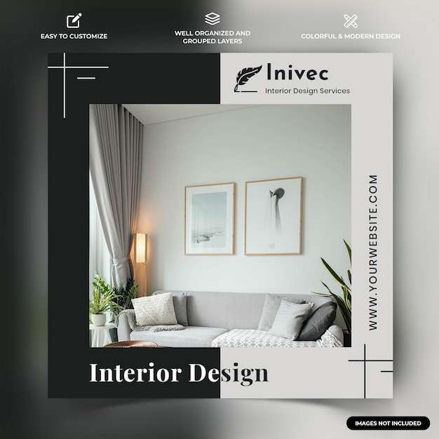 Interior social media instagram post template