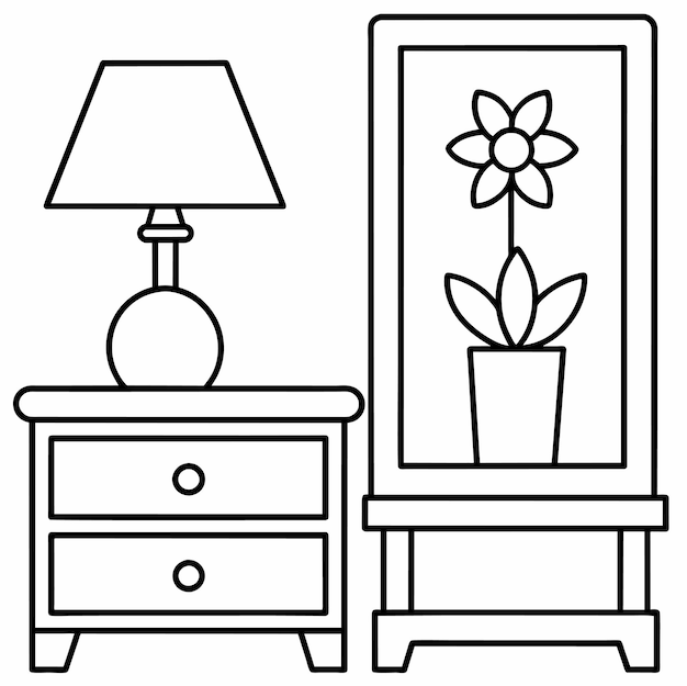 interior sofa table bedside table lamp flower frame on the wall
