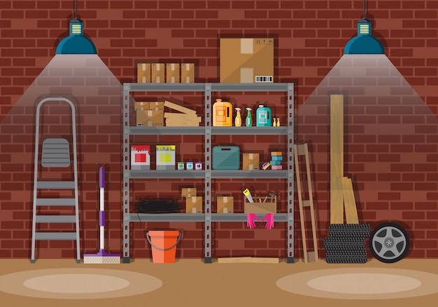 Vector interior of storeroom