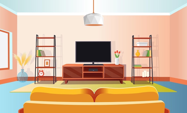 Vector interior with sofa and tv