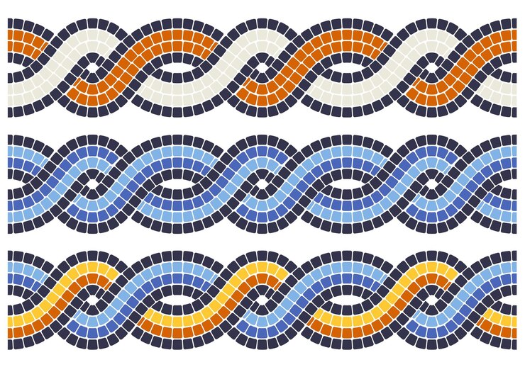 Vector interlacing of mosaic lines seamless pattern with two interweaving lines portuguese style pigtails