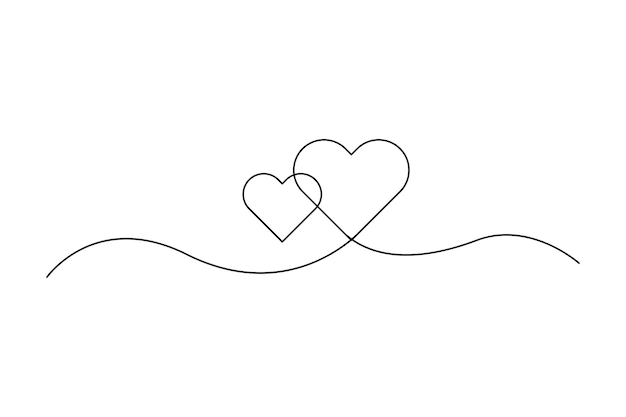 Interlocking hearts line art Continuous line drawing Liefdessymbool Minimalistisch ontwerp Vector