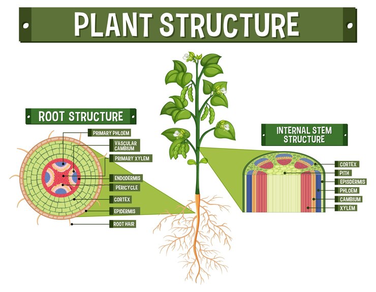 Vector internal structure of plant diagram