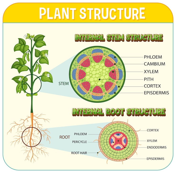 Vector internal structure of root diagram