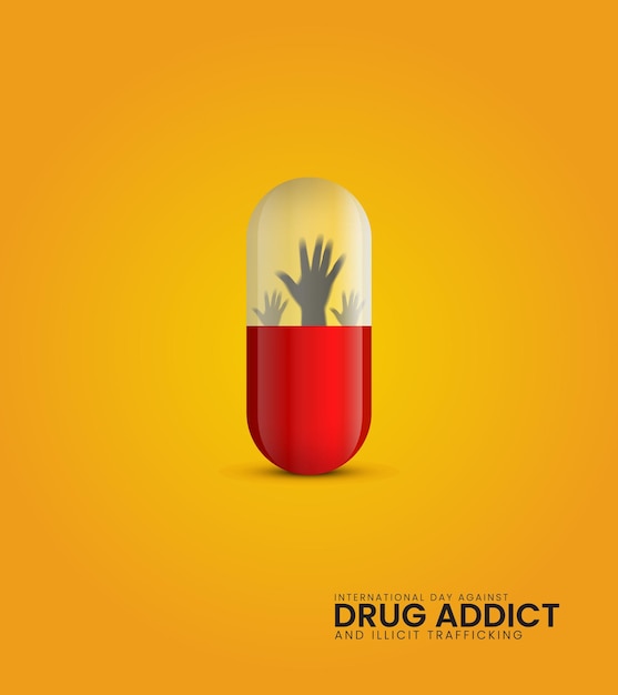 Internationaal dag tegen drugsverslaafden Ontwerp van een poster voor de dag van de drugsverslappers op sociale media
