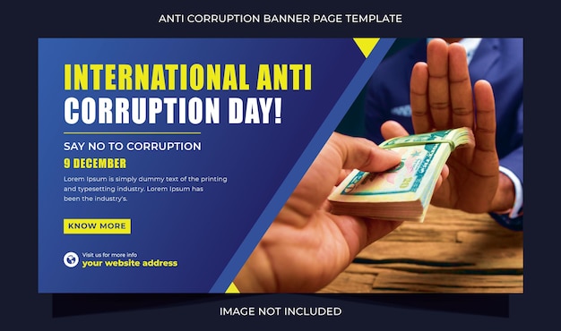 International Anti Corruption Cay 페이스북 소셜 미디어 배너 및 인스타그램 포스트 템플릿 디자인