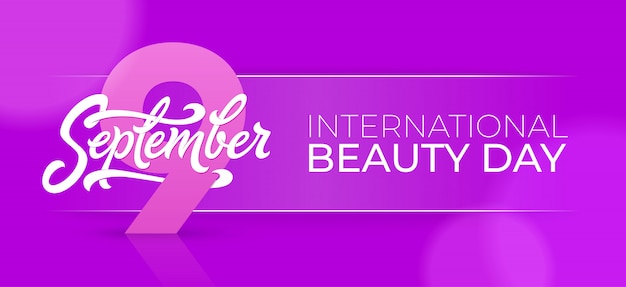 Международный день красоты горизонтальный баннер с типографикой девять сентября.
