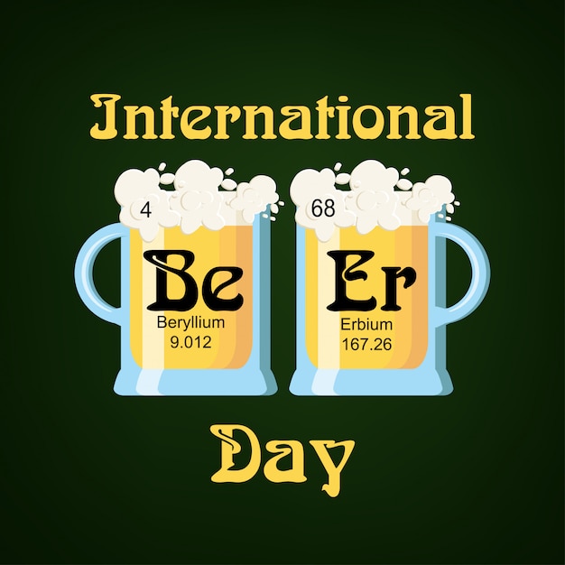 Vector international beer day greeting card template