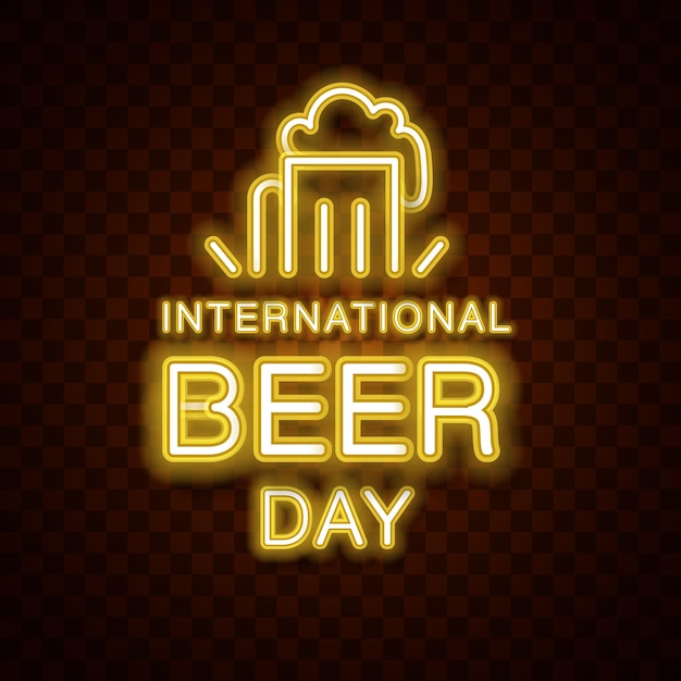 International beer day happy vector background sign text font yellow glow