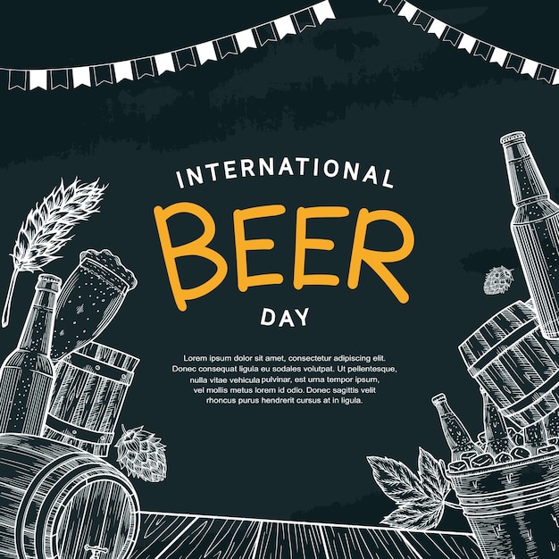 International Beer Day illustration design with hand drawn element