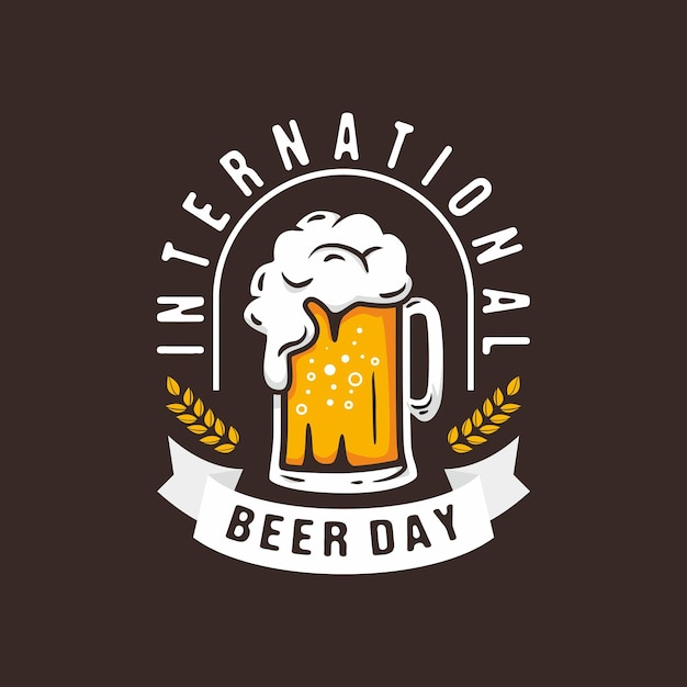 international beer day logo concept