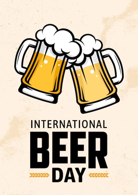 Vector international beer day. retro poster, flyer, banner.