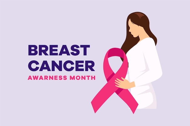 International breast cancer awareness month concept Colored flat vector illustration isolated