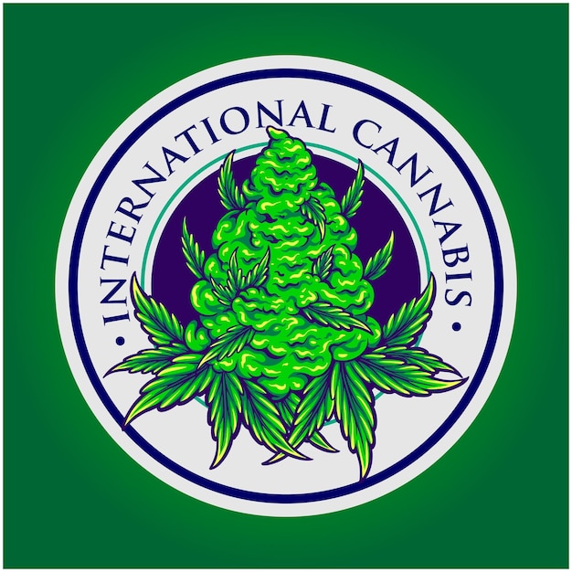 Distintivo con logo vintage internazionale di cannabis