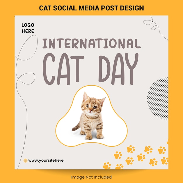 Vector international cat day 8 august social media post design