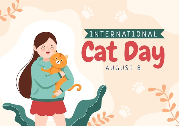 국제 고양이의 날(International Cat Day)은 8월 삽화에서 인간과 고양이의 우정을 기념합니다.