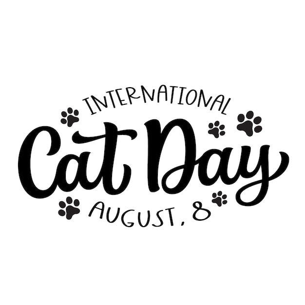 Vector international cat day hand lettering