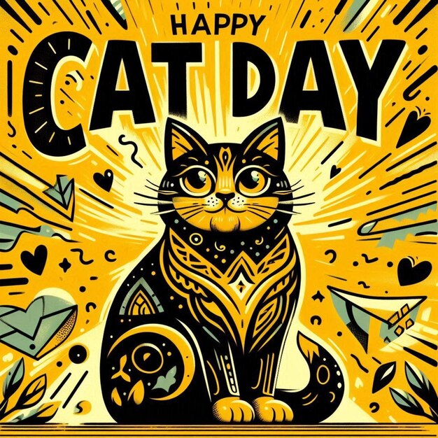 International cat day vector illustration