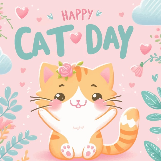 Vector international cat day vector illustration