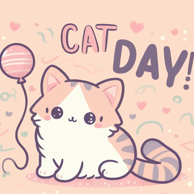 Vector international cat day vector illustration