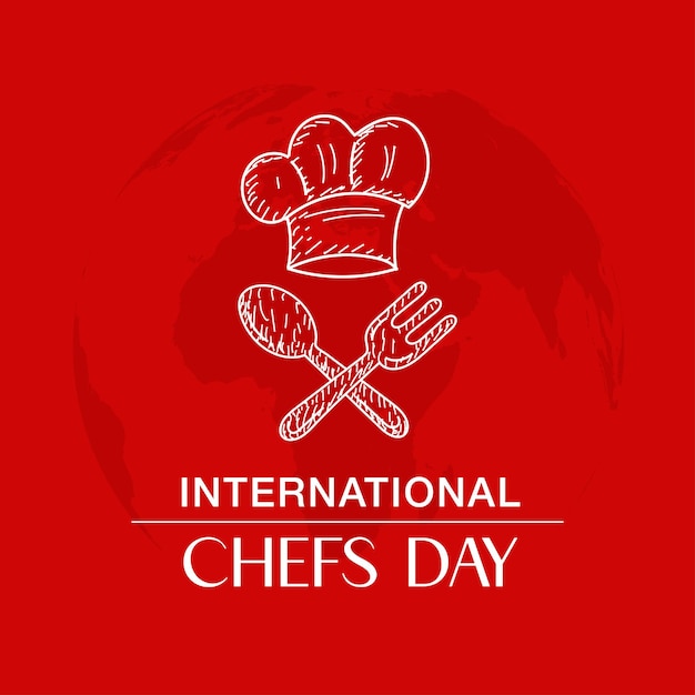 Giornata internazionale degli chef 20 ottobre, modello per cappello da chef e iscrizione di testo