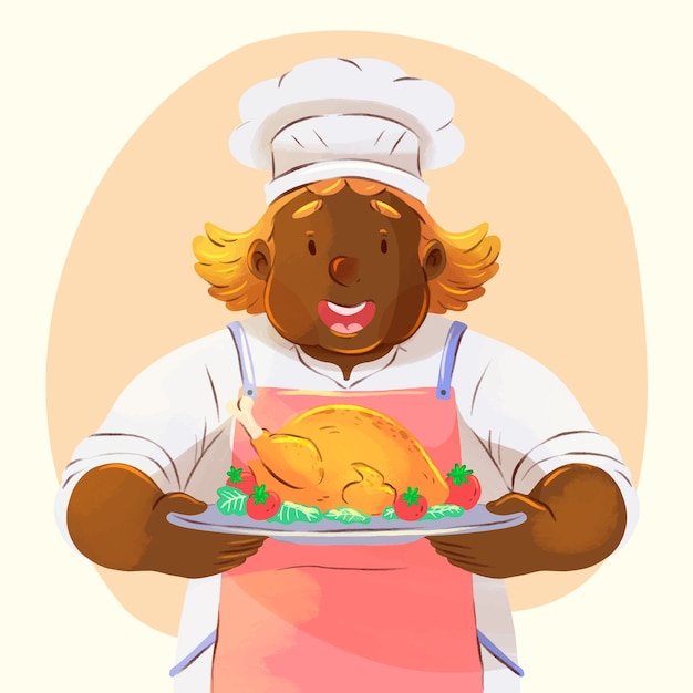 Vector international chefs day watercolor illustration